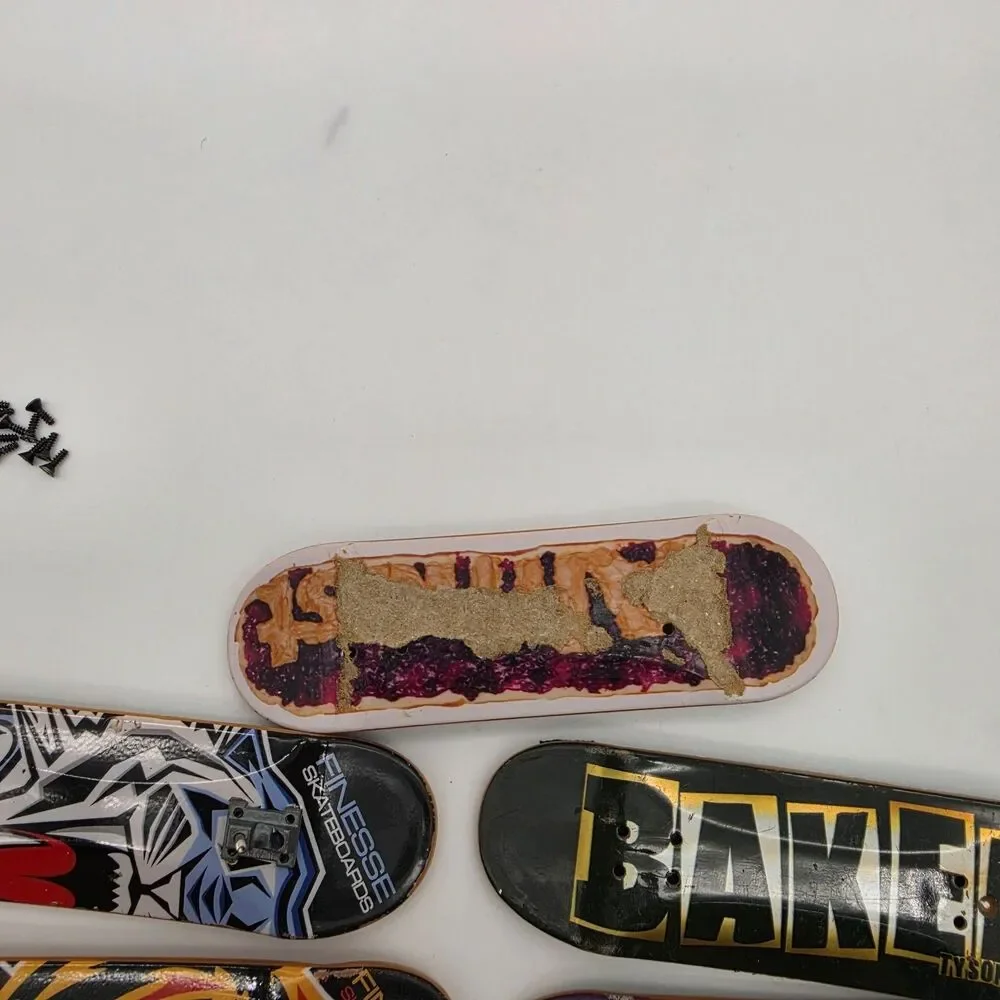 Tech Deck Lot of 11 Boards, Wheels, Trucks, Screws, Nuts, & Tools